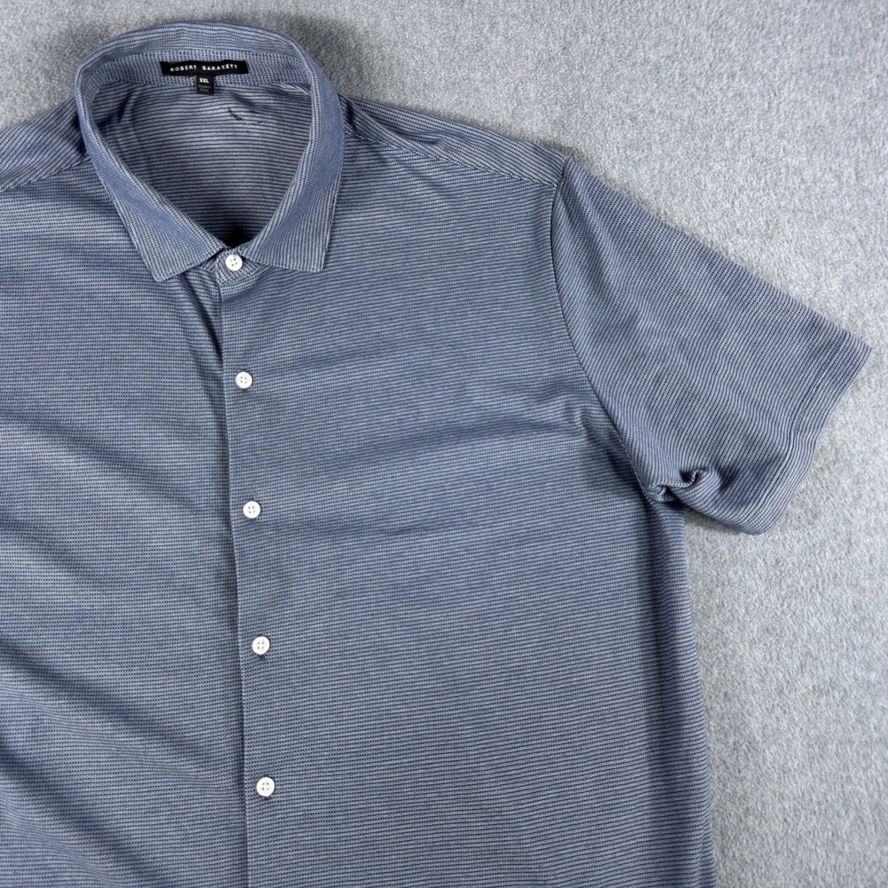 Robert Barakett Cotton Stretch Short Sleeve Button Down Shirt XXL Blue